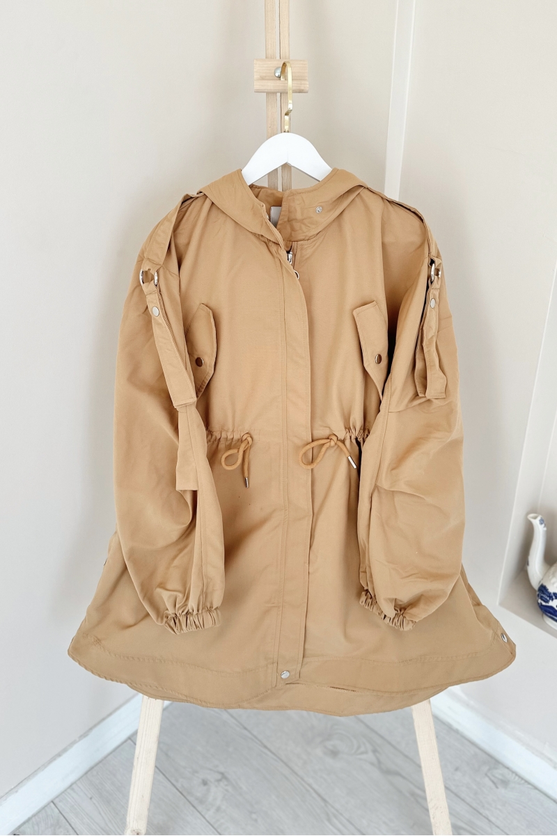 Kapüşonlu Fermuarlı Camel Kap TB208