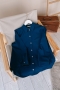 Beyaz Düğmeli Uzun Saks Mavisi Tunik TB249