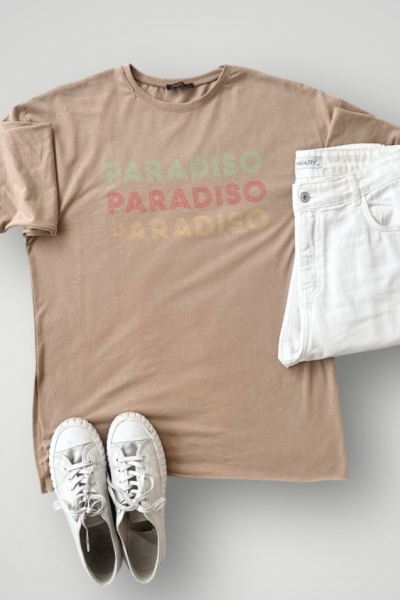 Paradıso Baskılı Camel T-shirt  TB324