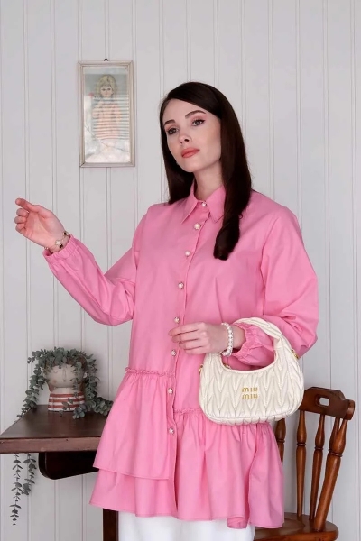 Pembe Asimetrik Gömlek  TB359